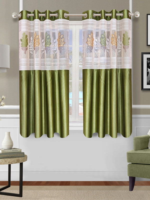 Romee Green Floral Patterned Set of 2 Window Curtains