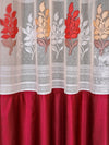 Romee Red Floral Patterned Set of 2 Long Door Curtains