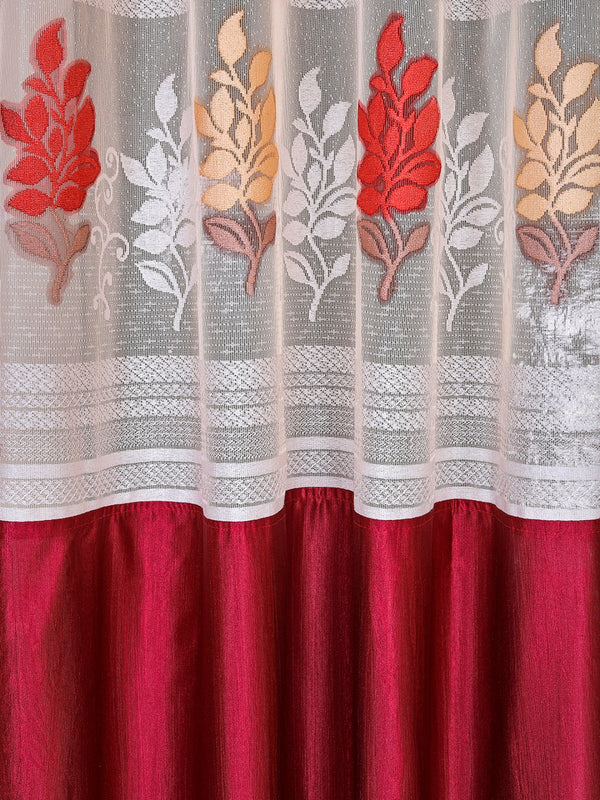Romee Red Floral Patterned Set of 2 Long Door Curtains
