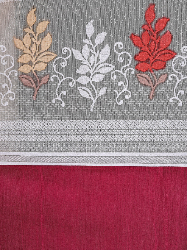 Romee Red Floral Patterned Set of 2 Long Door Curtains