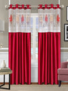 Romee Red Floral Patterned Set of 2 Long Door Curtains