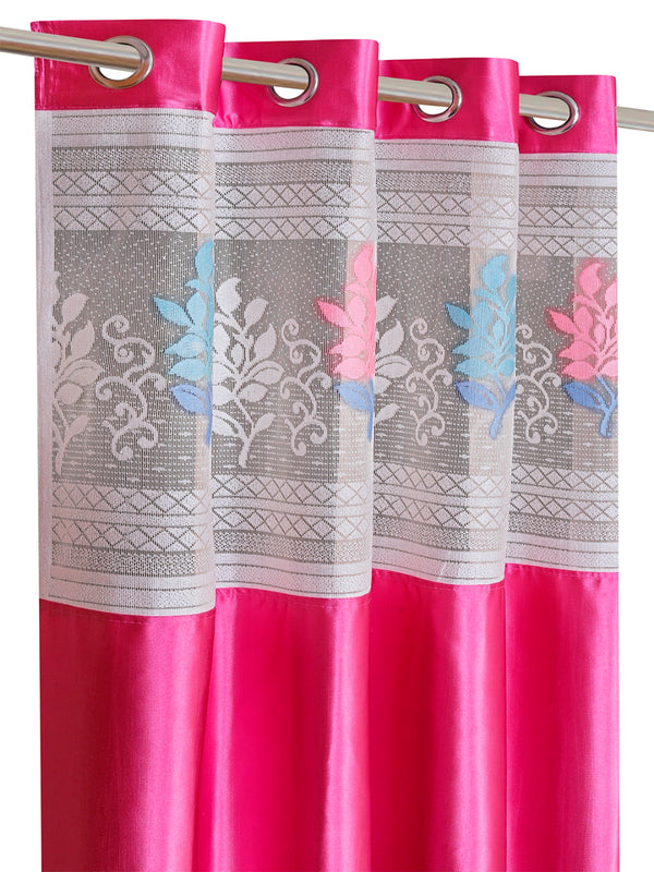 Romee Pink Floral Patterned Set of 2 Long Door Curtains