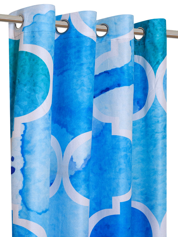 Romee Blue Ethnic Motifs Patterned Set of 1 Door Curtains