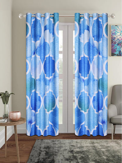 Romee Blue Ethnic Motifs Patterned Set of 1 Door Curtains