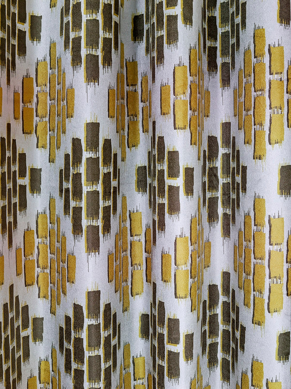 Romee Yellow & Off White Geometric Patterned Set of 1 Door Curtains