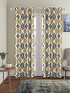 Romee Yellow & Off White Geometric Patterned Set of 1 Door Curtains
