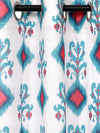 Romee Off White & Teal Green Ethnic Motifs Patterned Set of 1 Door Curtains