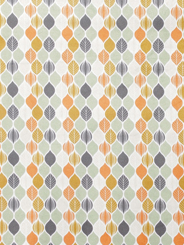 Romee Green & Orange Geometric Patterned Set of 1 Door Curtains