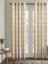 Romee Green & Orange Geometric Patterned Set of 1 Door Curtains