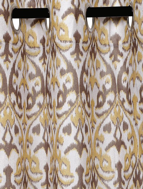 Romee Yellow & Off White Ethnic Motifs Patterned Set of 1 Door Curtains