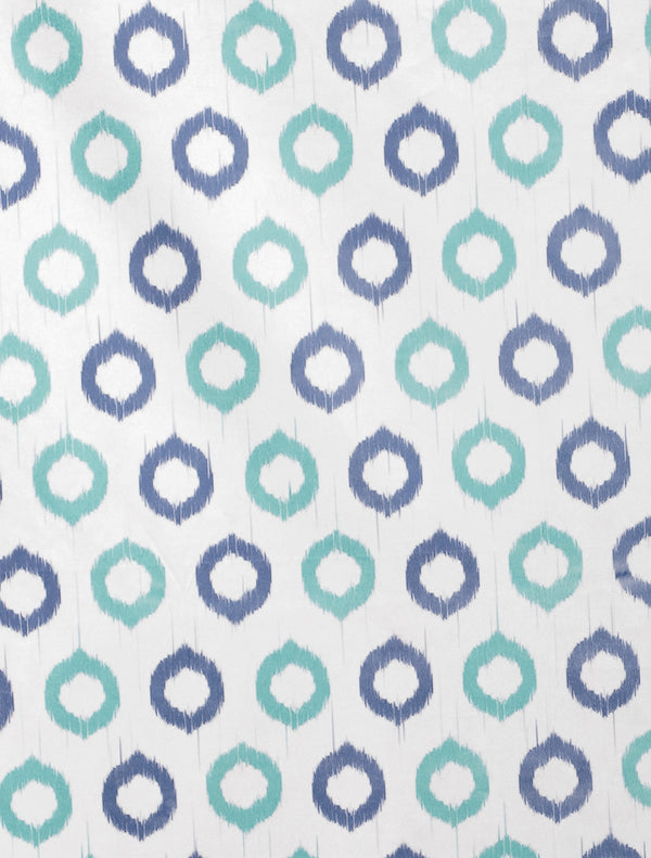Romee White & Blue Geometric Patterned Set of 1 Door Curtains