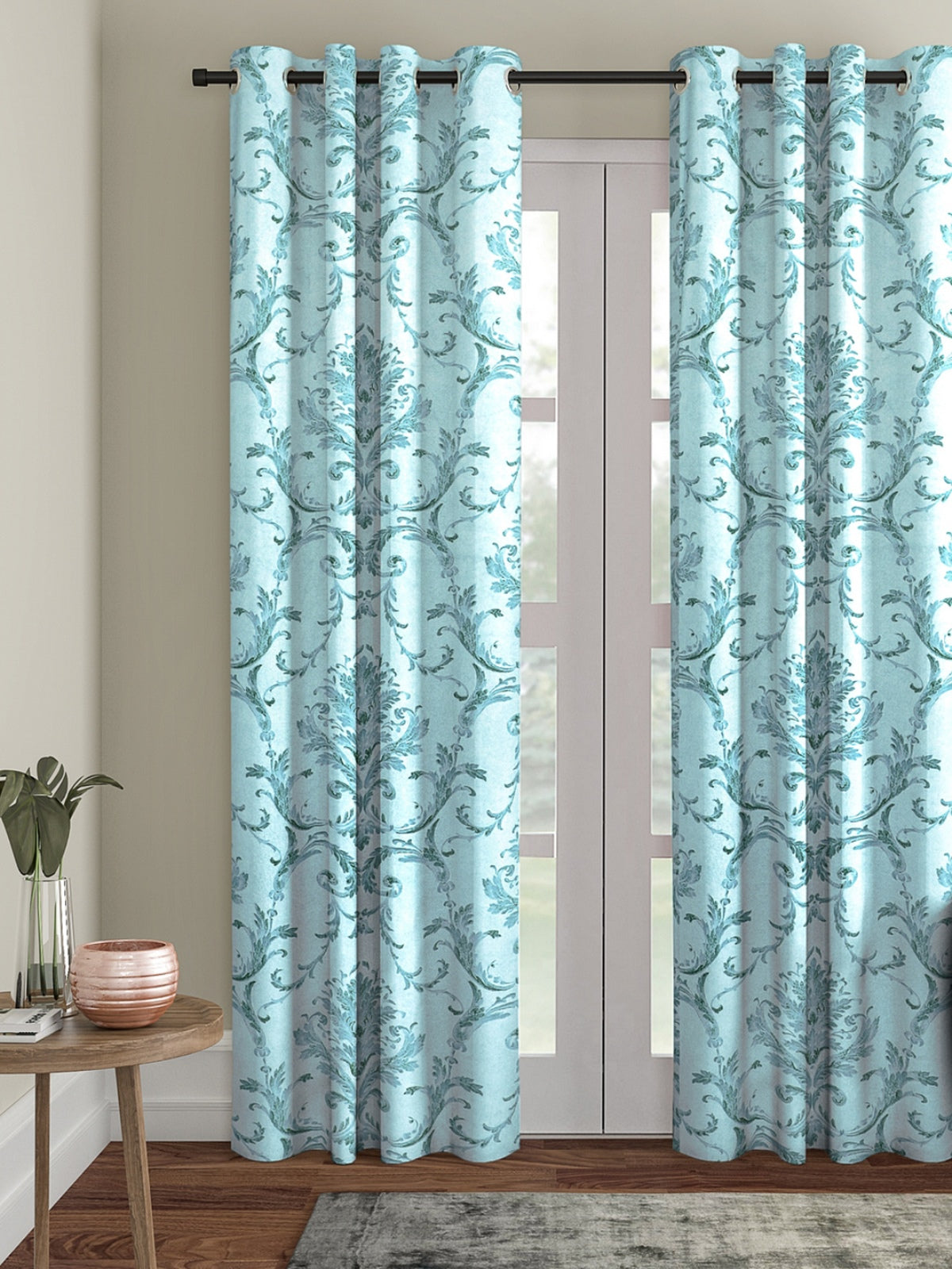 Aqua Color Curtains Aqua Color Curtains 5 Feet Window Curtains Polyester Room Darkening