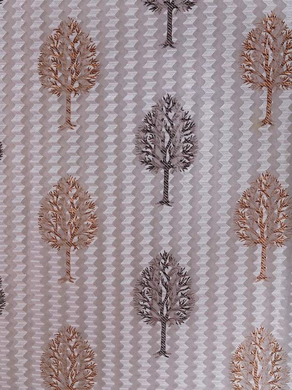 Romee Brown & Off White Floral Patterned Set of 2 Window Curtains