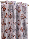Romee Brown & Grey Floral Patterned Set of 2 Window Curtains