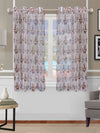 Romee Brown & Grey Floral Patterned Set of 2 Window Curtains
