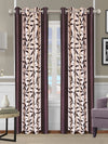 Romee Brown & Cream Leafy Patterned Set of 2 Long Door Curtains