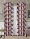 Romee Beige & Brown Geometric Patterned Set of 2 Long Door Curtains