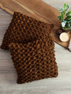 Soft Polyester Chenille Designer Plain Cushion Covers 16 inch x 16 inch Set of 2 - Brown