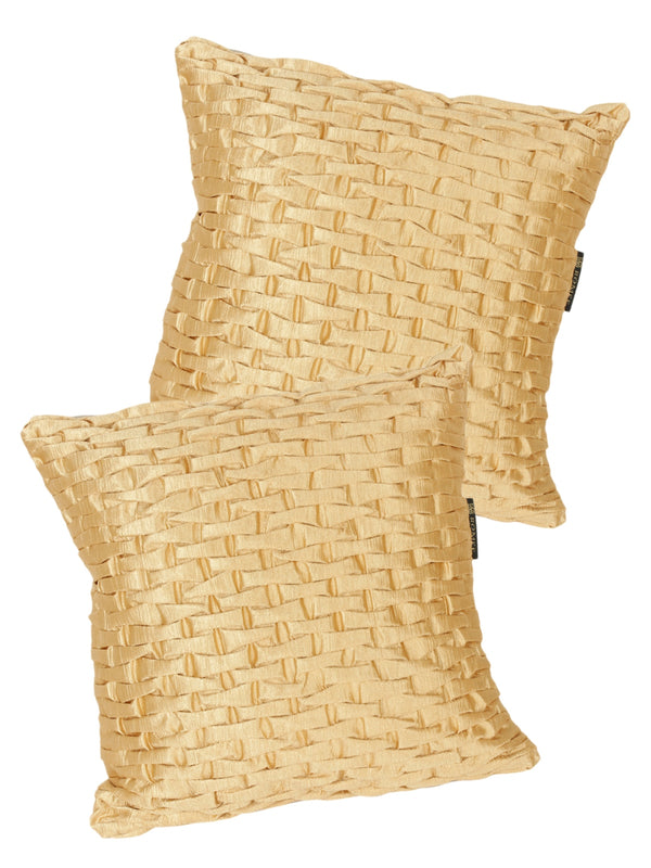 Soft Polyester Chenille Designer Plain Cushion Covers 16 inch x 16 inch Set of 2 - Beige