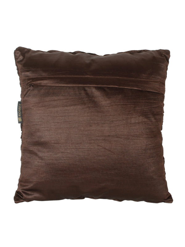 Soft Polyester Chenille Designer Plain Cushion Covers 16 inch x 16 inch Set of 2 - Brown