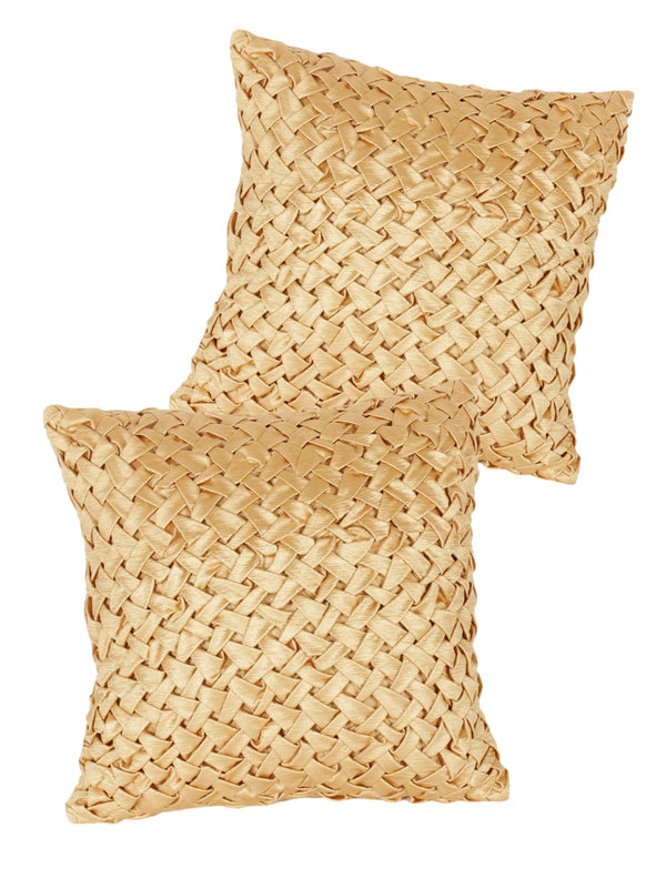 Soft Polyester Chenille Designer Plain Cushion Covers 16 inch x 16 inch Set of 2 - Beige