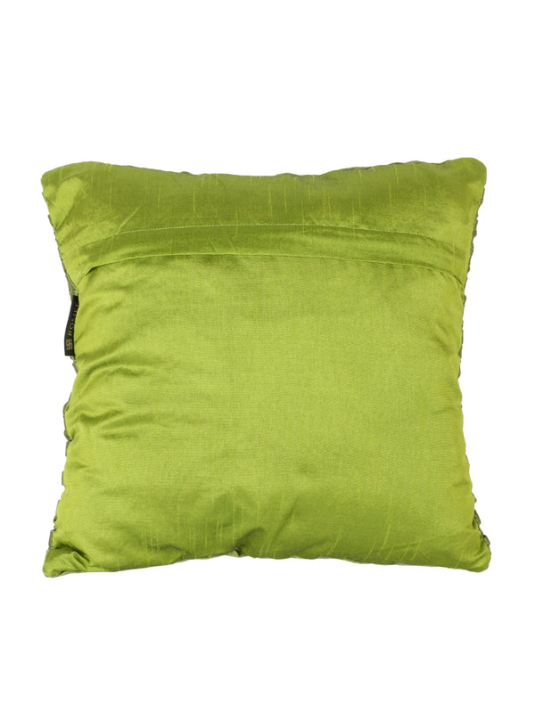 Soft Polyester Chenille Designer Plain Cushion Covers 16 inch x 16 inch Set of 3 - Green