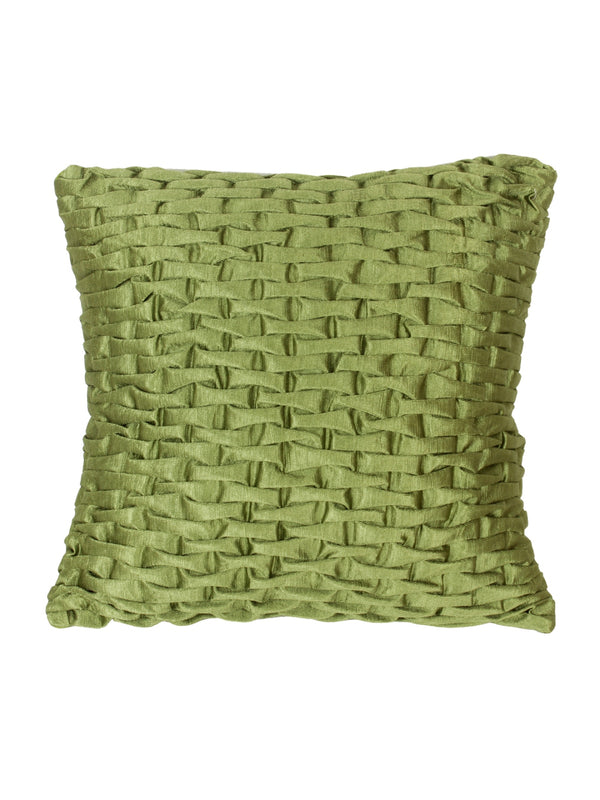 Soft Polyester Chenille Designer Plain Cushion Covers 16 inch x 16 inch Set of 3 - Green