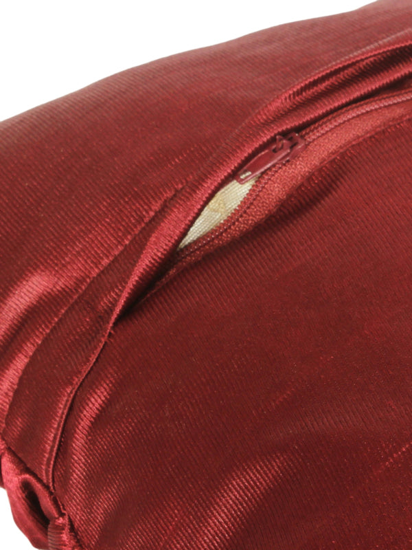 Soft Polyester Chenille Designer Plain Cushion Covers 16 inch x 16 inch Set of 3 - Maroon