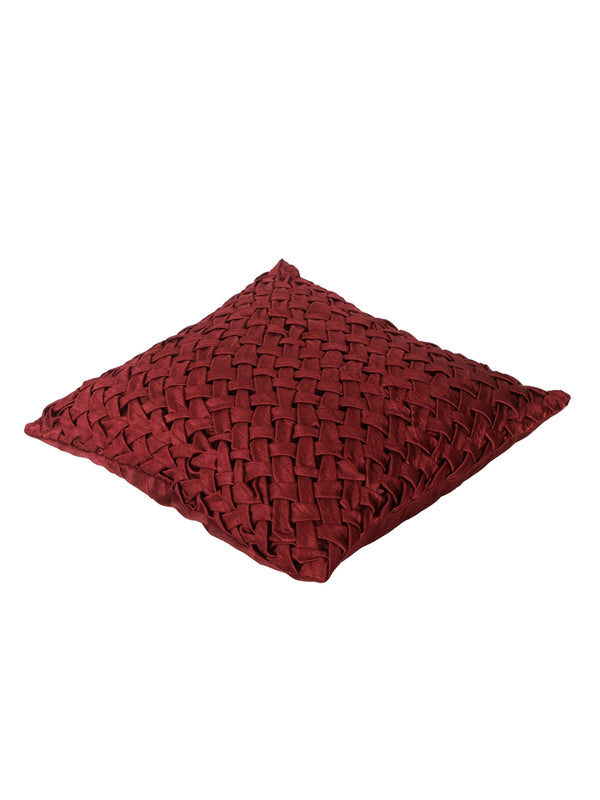 Soft Polyester Chenille Designer Plain Cushion Covers 16 inch x 16 inch Set of 3 - Maroon