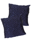 Soft Polyester Chenille Designer Plain Cushion Covers 16 inch x 16 inch Set of 2 - Navy Blue