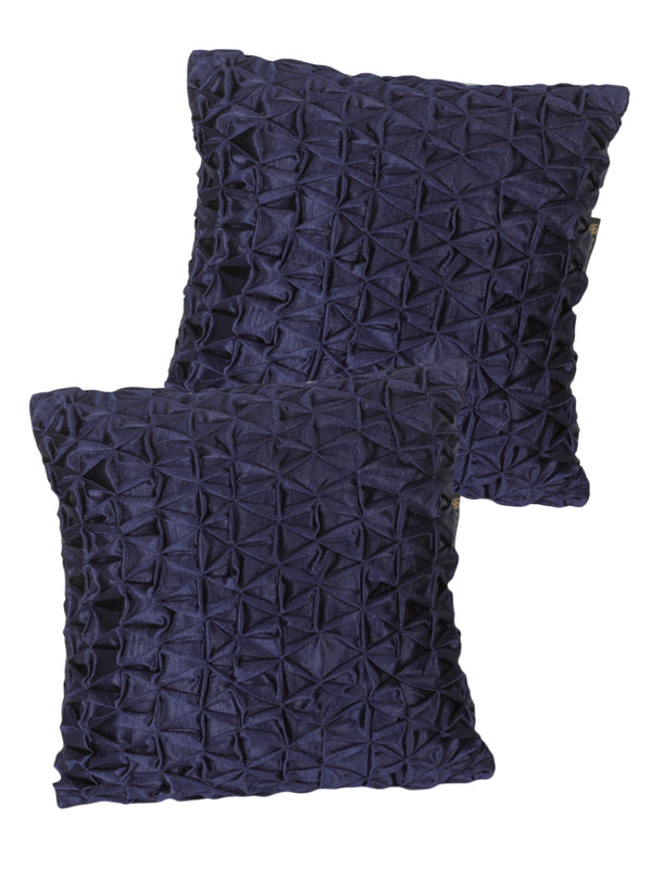 Soft Polyester Chenille Designer Plain Cushion Covers 16 inch x 16 inch Set of 2 - Navy Blue