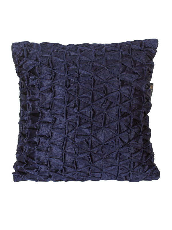 Soft Polyester Chenille Designer Plain Cushion Covers 16 inch x 16 inch Set of 2 - Navy Blue