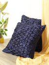 Soft Polyester Chenille Designer Plain Cushion Covers 16 inch x 16 inch Set of 2 - Navy Blue