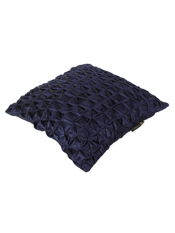 Soft Polyester Chenille Designer Plain Cushion Covers 16 inch x 16 inch Set of 3 - Navy Blue