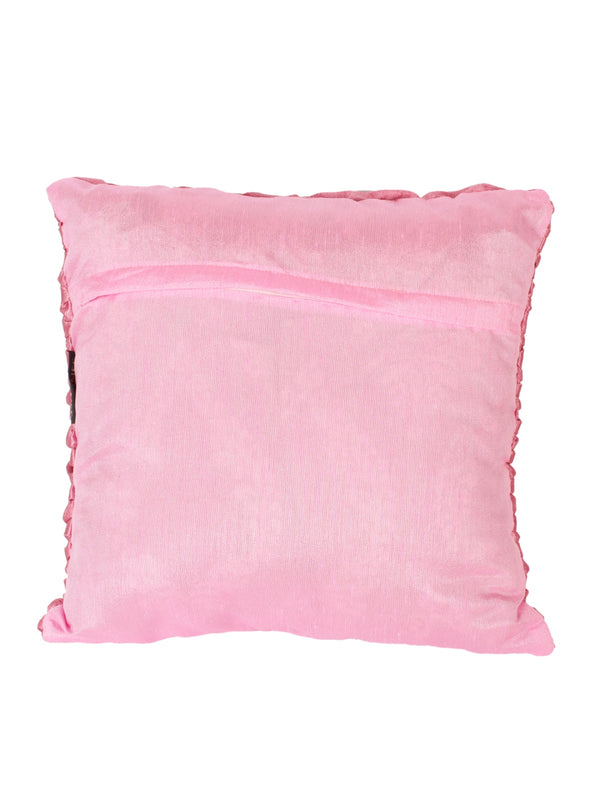 Soft Polyester Chenille Designer Plain Cushion Covers 16 inch x 16 inch Set of 2 - Pink