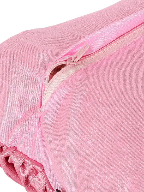 Soft Polyester Chenille Designer Plain Cushion Covers 16 inch x 16 inch Set of 2 - Pink