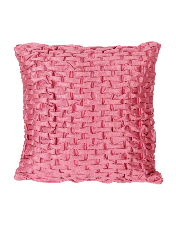 Soft Polyester Chenille Designer Plain Cushion Covers 16 inch x 16 inch Set of 3 - Pink