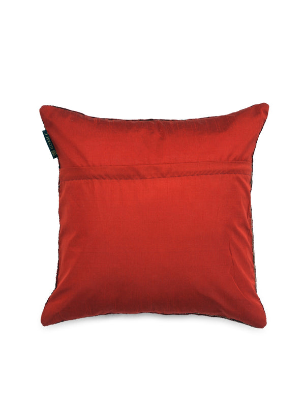 Soft Chenille Floral Throw Pillow/Cushion Cover 16 inch x 16 inch, Set of 5 - Red