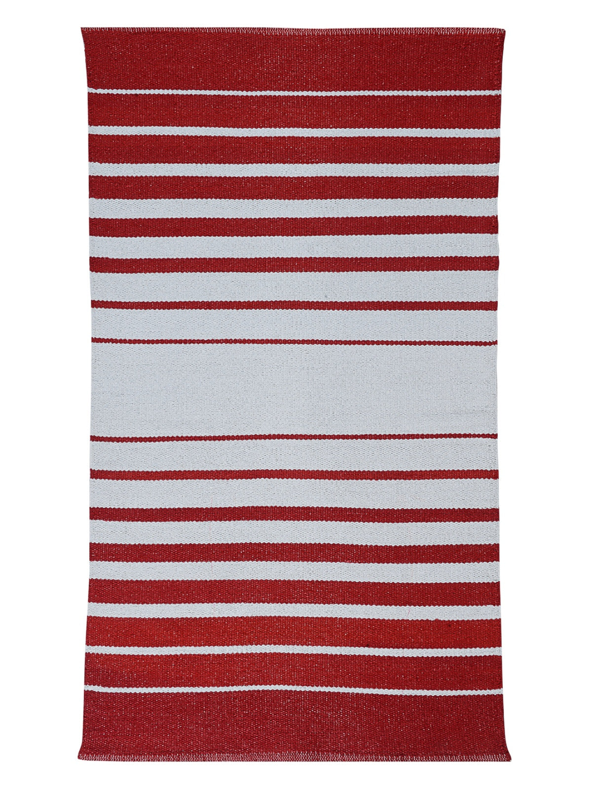 Red & White 3 ft x 5 ft Stripes Patterned Dhurrie