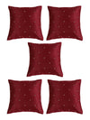 Maroon Set of 5 Polyester 16 Inch x 16 Inch Cushion Covers