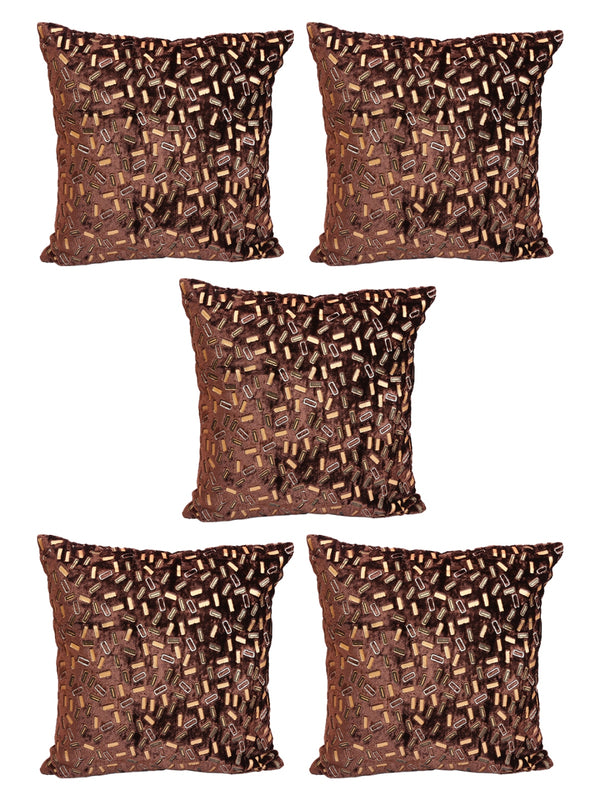 Brown Set of 5 Velvet 16 Inch x 16 Inch Cushion Covers