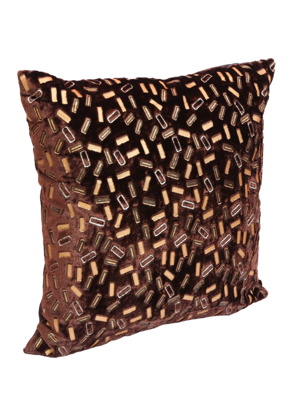 Brown Set of 5 Velvet 16 Inch x 16 Inch Cushion Covers