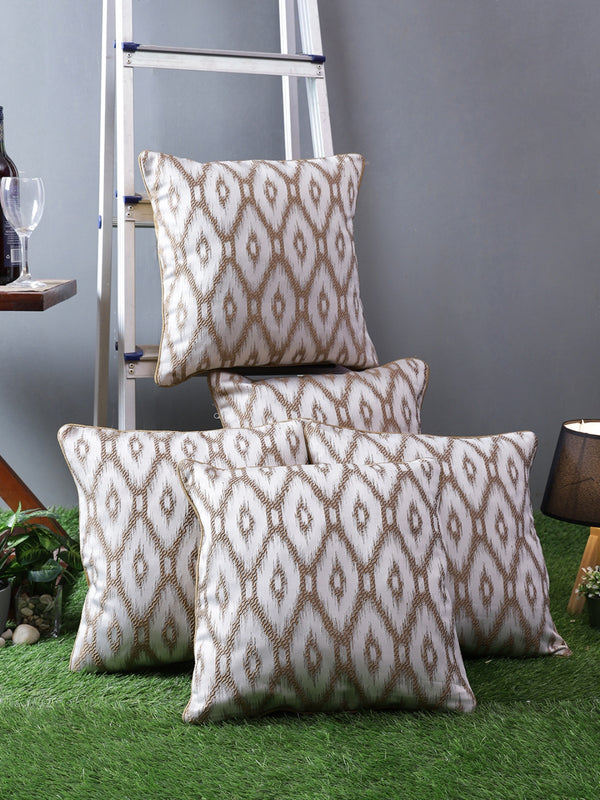 Beige & White Set of 5 Cushion Covers