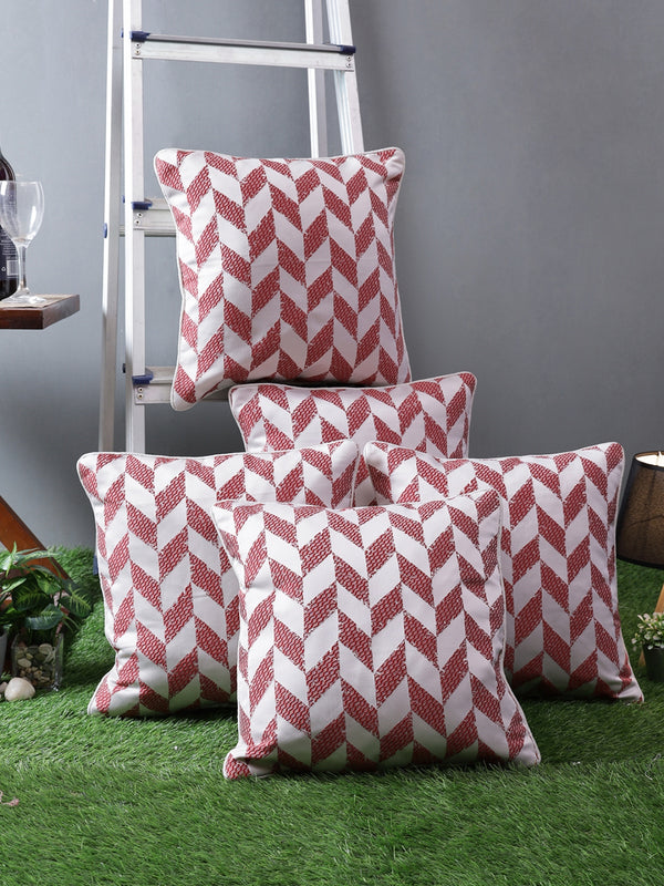 Pink & White Set of 5 Cushion Covers