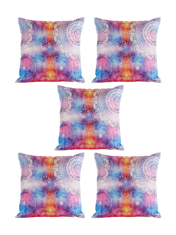 Mandala Jute Cushion Cover 16x16 Inch, Set of 5 - Multicolor