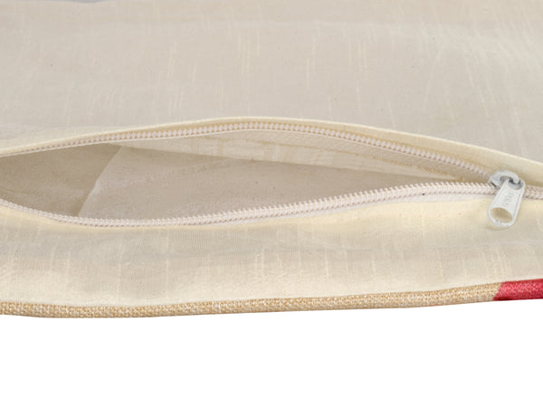 Multicolour Set of 2 Floral Printed Jute Polyester Square Cushion Covers