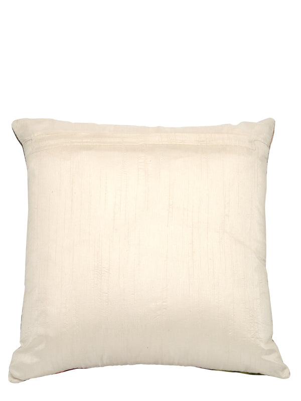 Beige & Pink Set of 3 Floral Printed Jute Polyester Square Cushion Covers