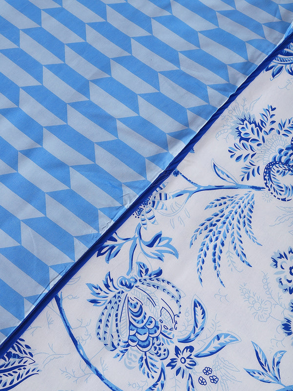 Blue Floral Patterned 300 GSM Double Bed Dohar