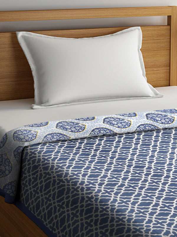 Blue & White AC Room 300 GSM Single Bed Dohar