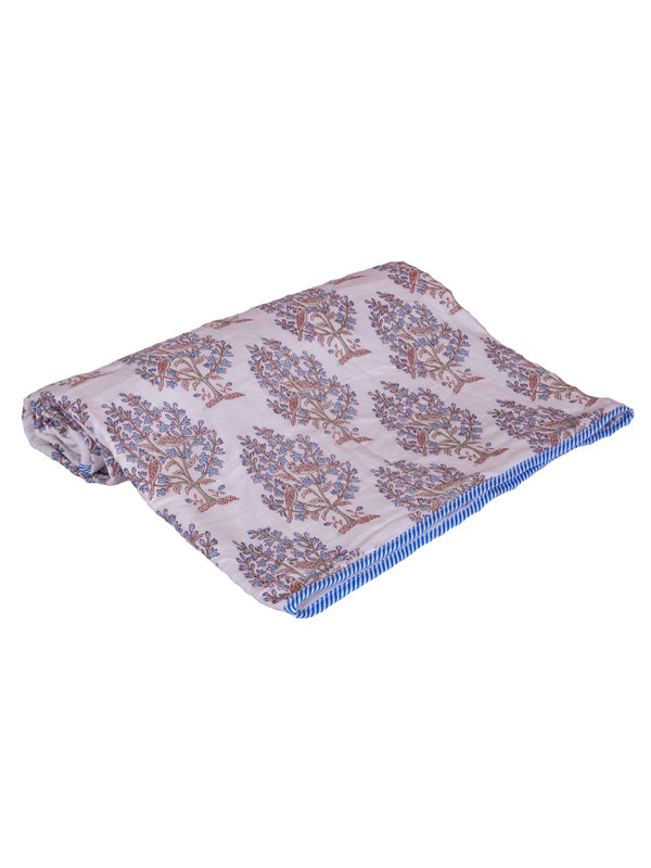 Blue & White AC Room 300 GSM Single Bed Dohar